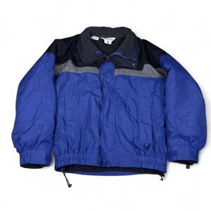 Columbia Jacket Men M Blue Black Nylon Winter Outdoor Ski Coat